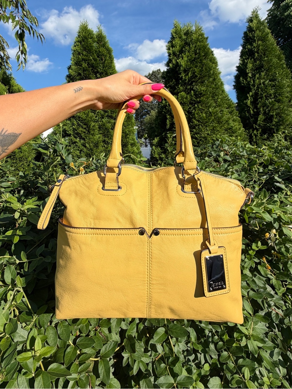 Yellow Leather Tote Bag by Unknown Brand